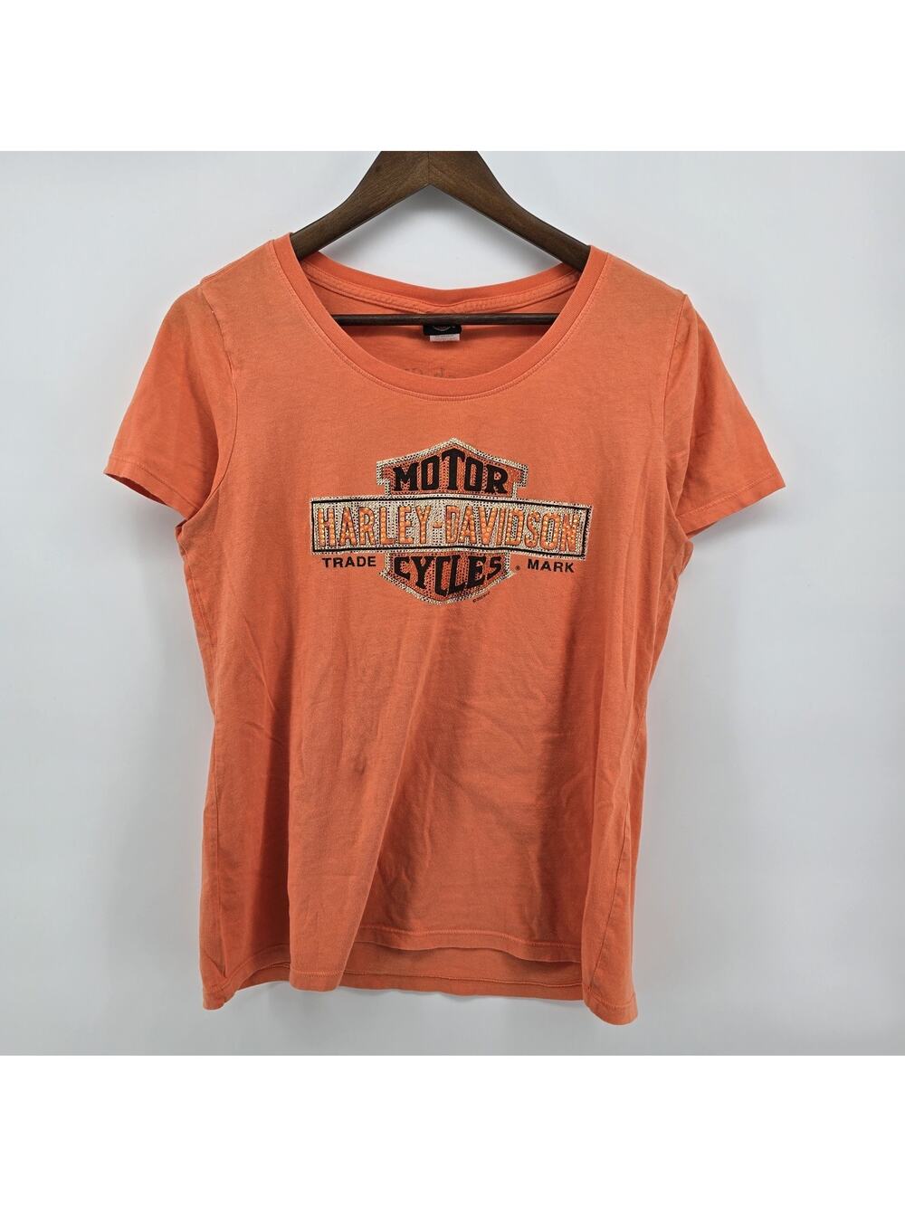 Harley Davidson Panama City Beach Beach Shack Bedazzled‎ Orange Shirt Size L